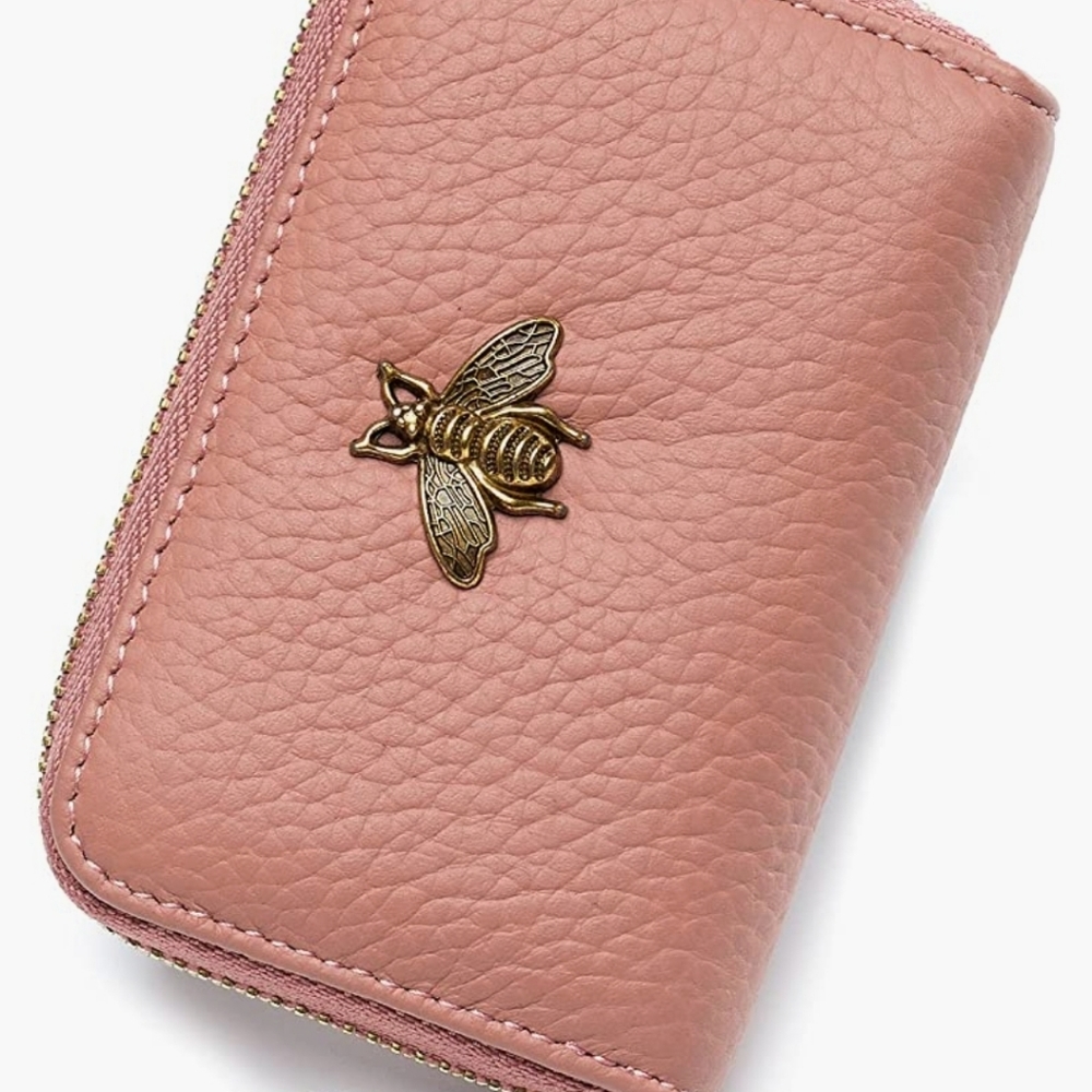 Leather zip small wallet
